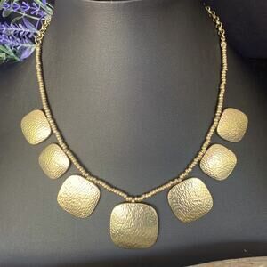 Bill Blass Muted Gold Necklace Statement Piece 19 inches